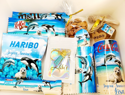 Box gourmande anniversaire personnalisée à offrir (X 10 articles),