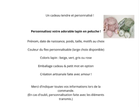 Peluche lapin personnalisée